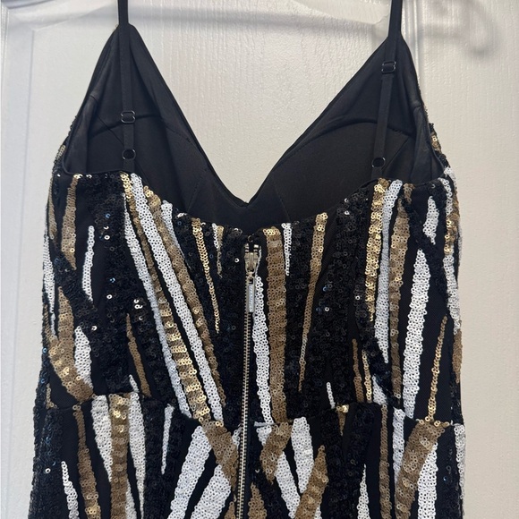 Marciano Black and Gold Sequin Backless Dress - Picture 4 of 11